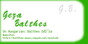 geza balthes business card